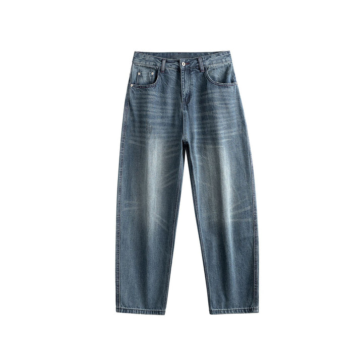 Damen High‑Waist Straight‑Leg Jeans mit Used‑Waschung Drune