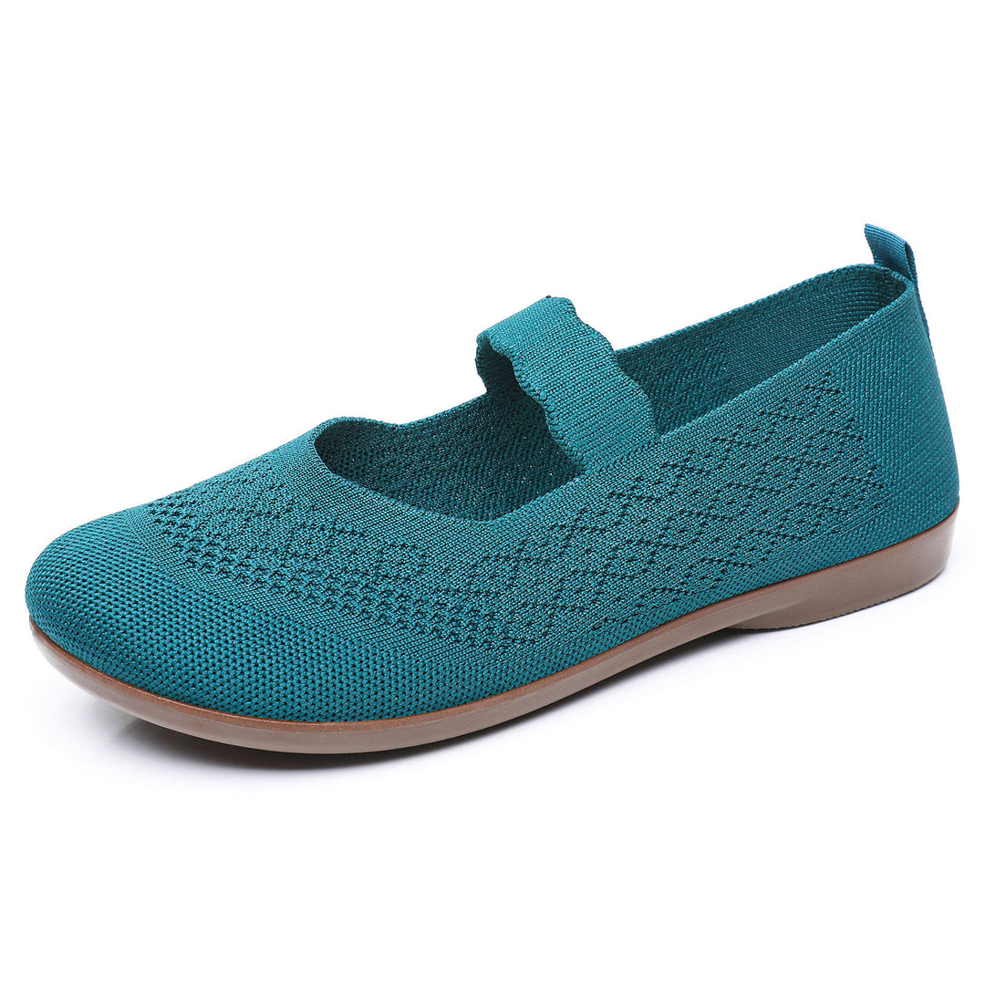 Damen nan gestrickter Mary-Jane-Slipper mit elastischem Riemen und ergonomischer Komfortsohle Drune