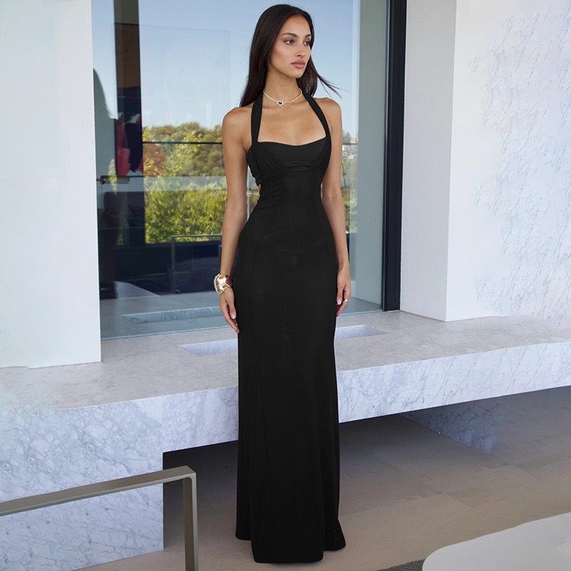 Damen Elegantes langes Kleid mit feinen Cut-Out-Details Drune