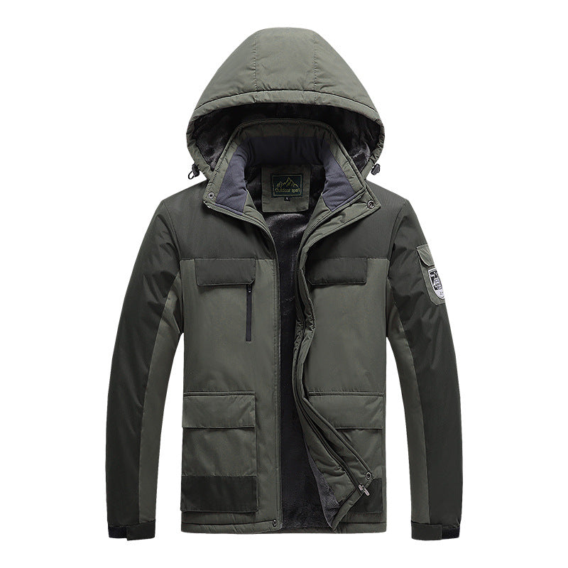 Herren technische Winter-Expeditionsjacke mit verdecktem Zweiwege-Reißverschluss, wasserabweisender Membran und multifunktionalen Taschen Drune