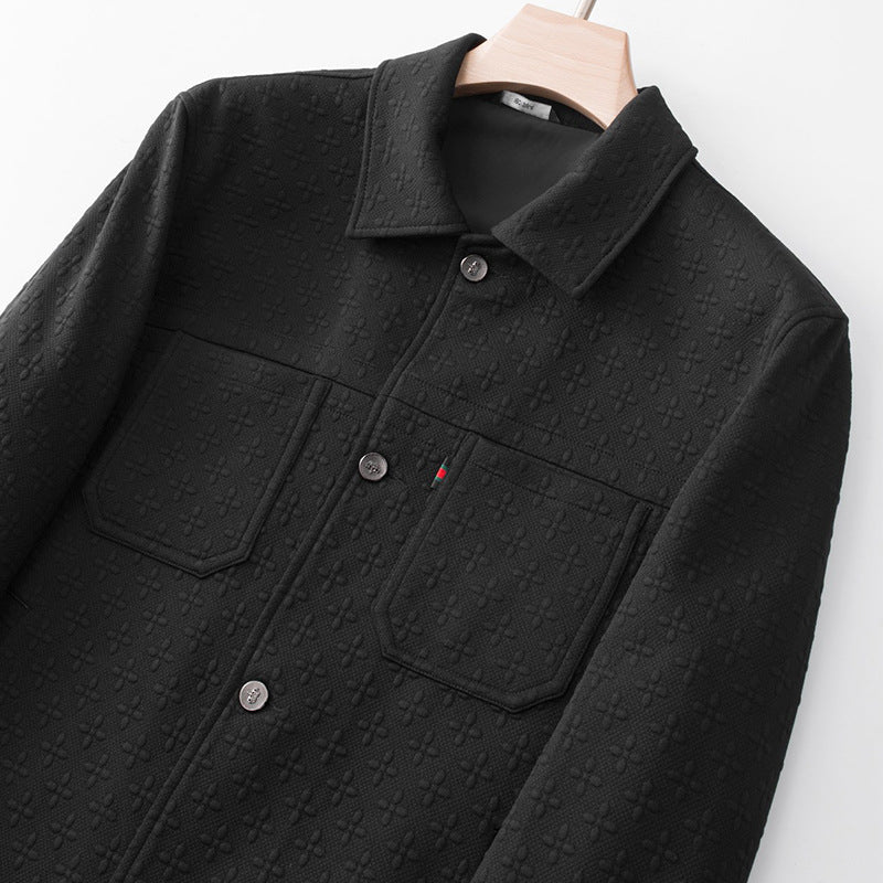 Herren Strukturierte Overshirt-Jacke mit Hemdkragen und aufgesetzten Brusttaschen Drune