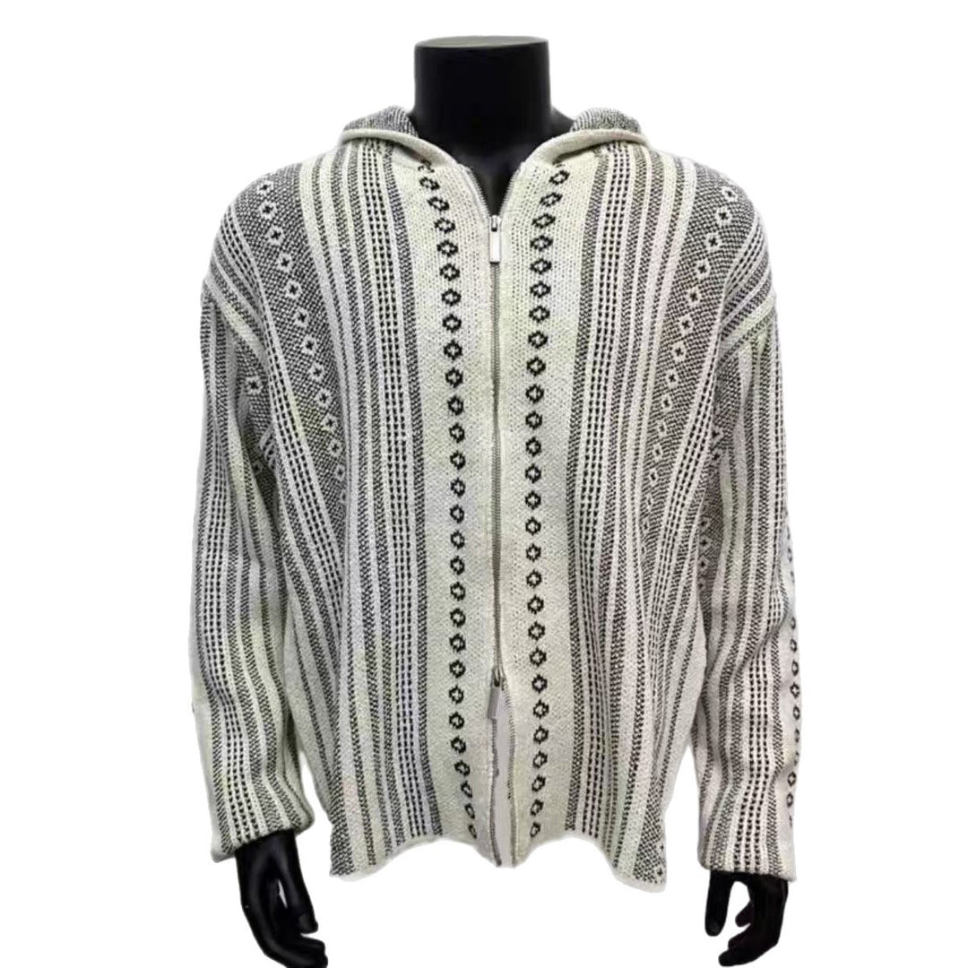 Herren Urbaner Strickpullover mit Kapuze und grafischem Design Drune