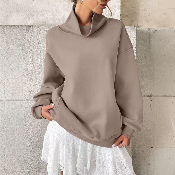 Damen Lässiges Oversize-Sweatshirt mit Schlauchkragen und Kängurutasche Drune