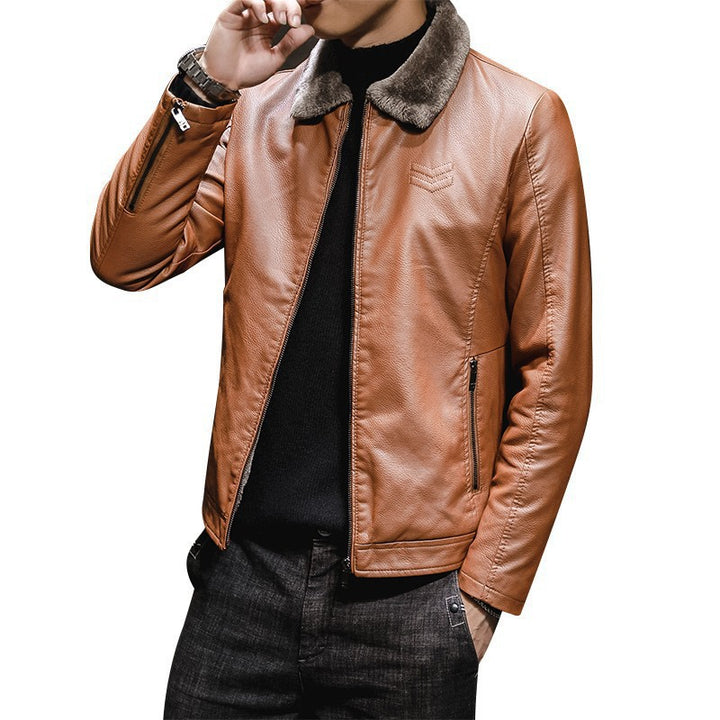 Herren Stylishe Lederjacke mit Fütterung Drune