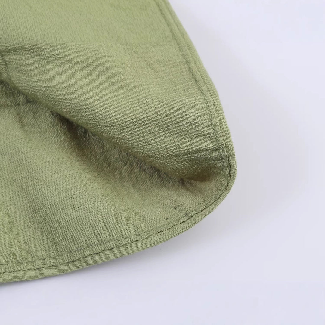Damen Leichte Leinenoptik‑Bluse mit Knopfleiste und gerafften Fledermausärmeln Drune