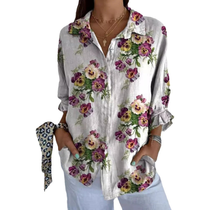 Damen Bluse im floralen Design mit verdeckten Knopfleisten Drune