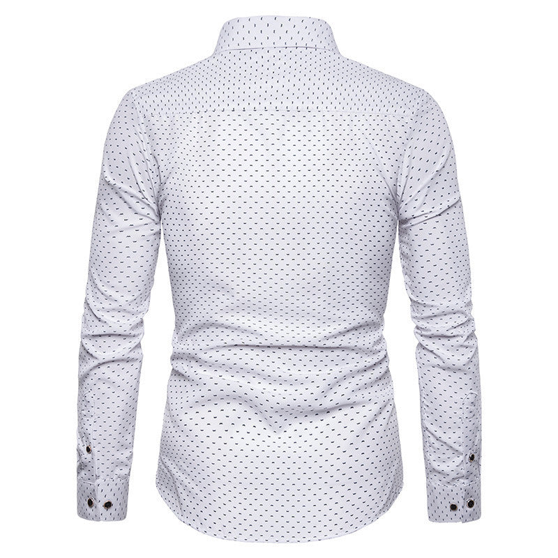 Herren nan gemustertes tailliertes Langarmhemd mit Kentkragen und Stretch Drune