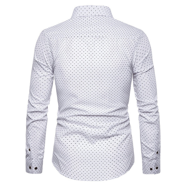 Herren nan gemustertes tailliertes Langarmhemd mit Kentkragen und Stretch Drune