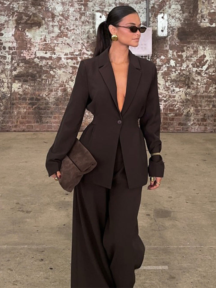 Damen Blazer mit tiefem V-Ausschnitt und eleganter Silhouette Drune