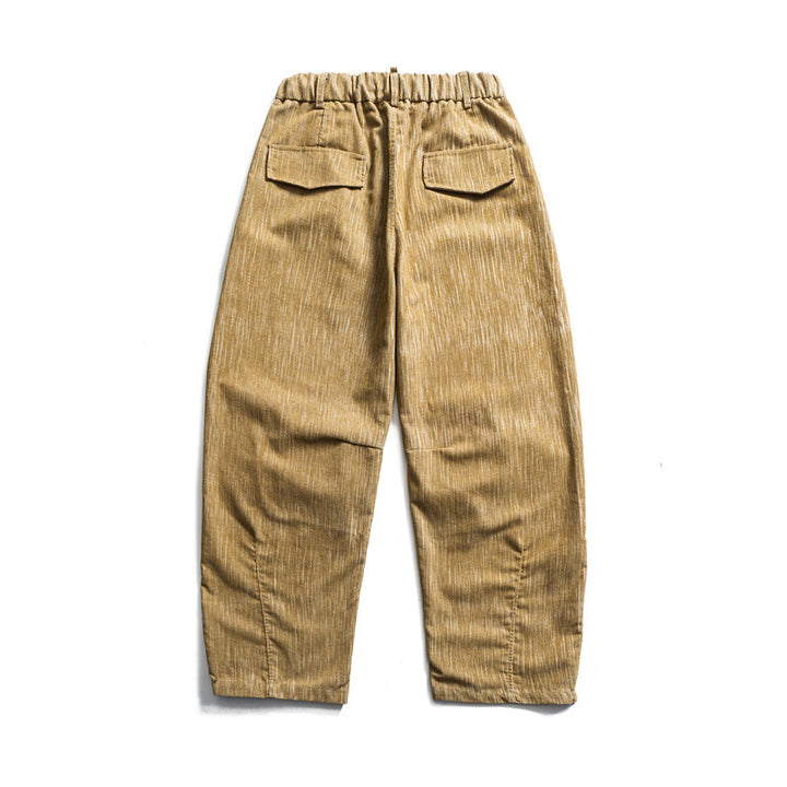 Herren weite Cordhose im Workwear‑Look mit elastischem Bund, Kordelzug und Kniefalten Drune