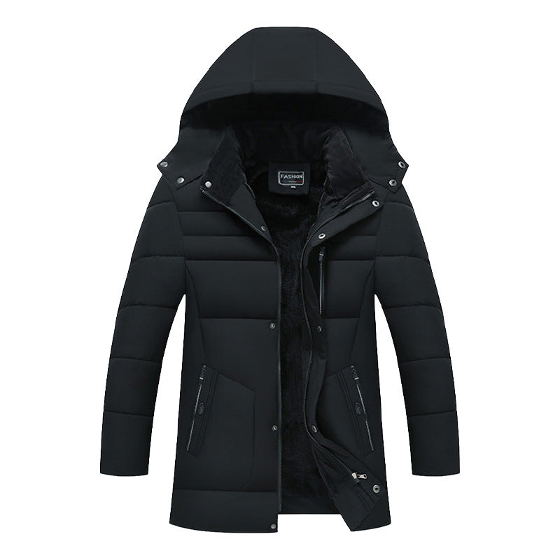 Herren Wattierte Parka-Jacke mit Kapuze, Teddyfutter & winddichter Isolierung Drune