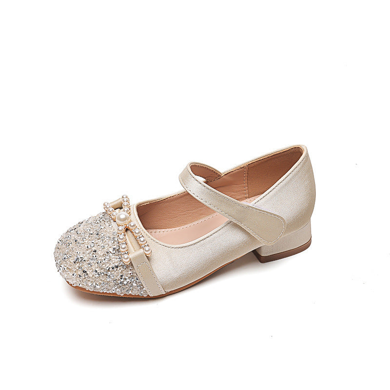 Mädchen Ballerinas mit Perlenschmuck und Glitzer Drune
