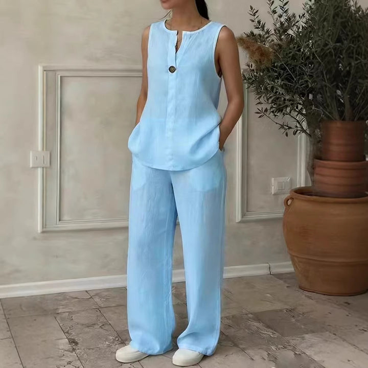Damen Elegantes und luftiges Ensemble mit Knopfdetail Drune