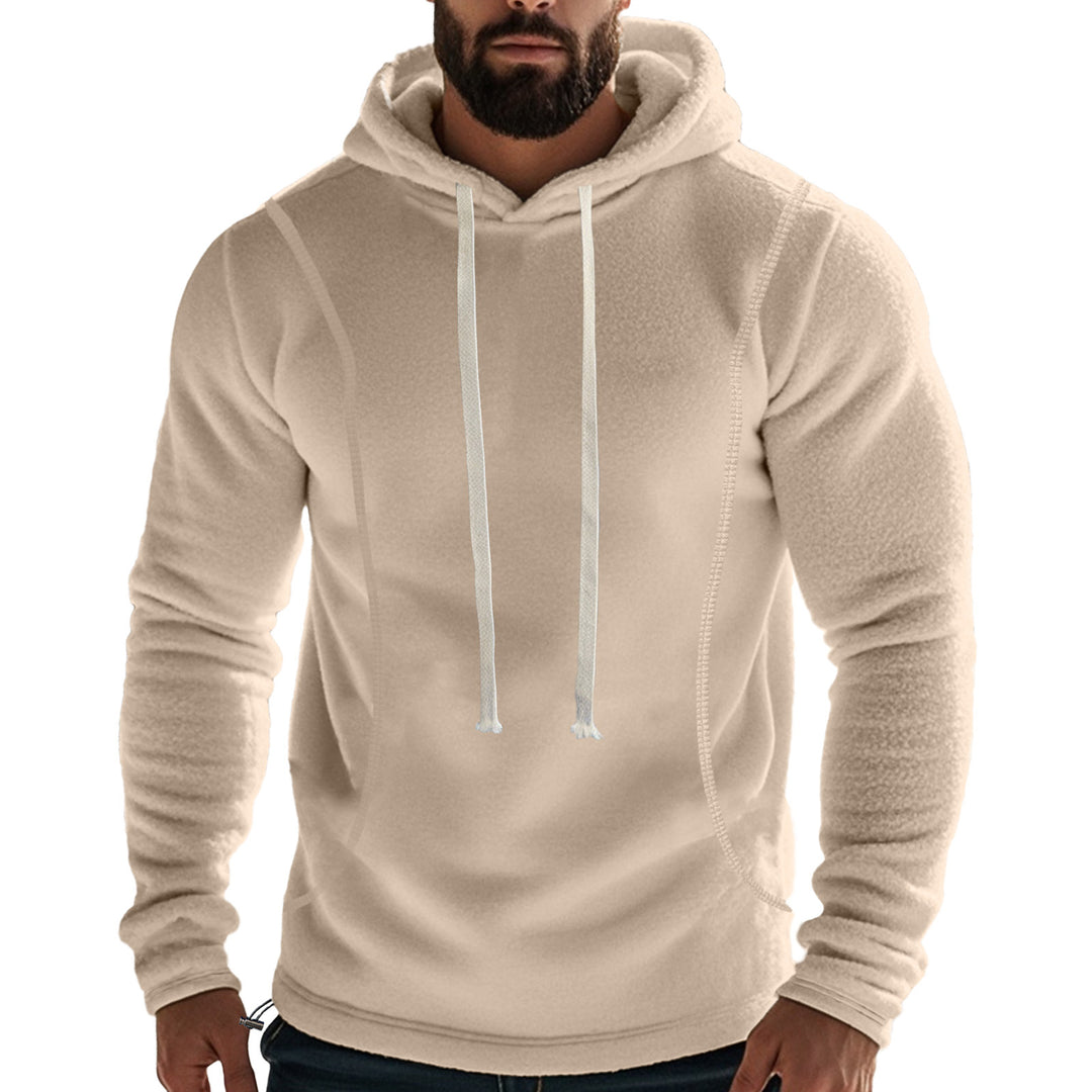 Herren nan fleecegefütterter Kapuzenpullover mit Flatlock-Nähten, Kängurutasche und verstellbarem Tunnelzug Drune