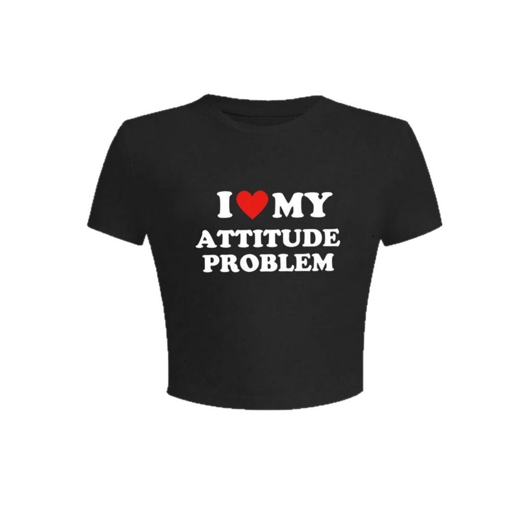 Damen Crop-T-Shirt mit humorvollem Spruch und figurbetontem Schnitt Drune