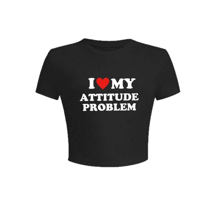 Damen Crop-T-Shirt mit humorvollem Spruch und figurbetontem Schnitt Drune