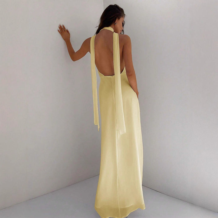 Damen Maxi-Kleid mit tiefem V-Ausschnitt und Wickeldesign Drune