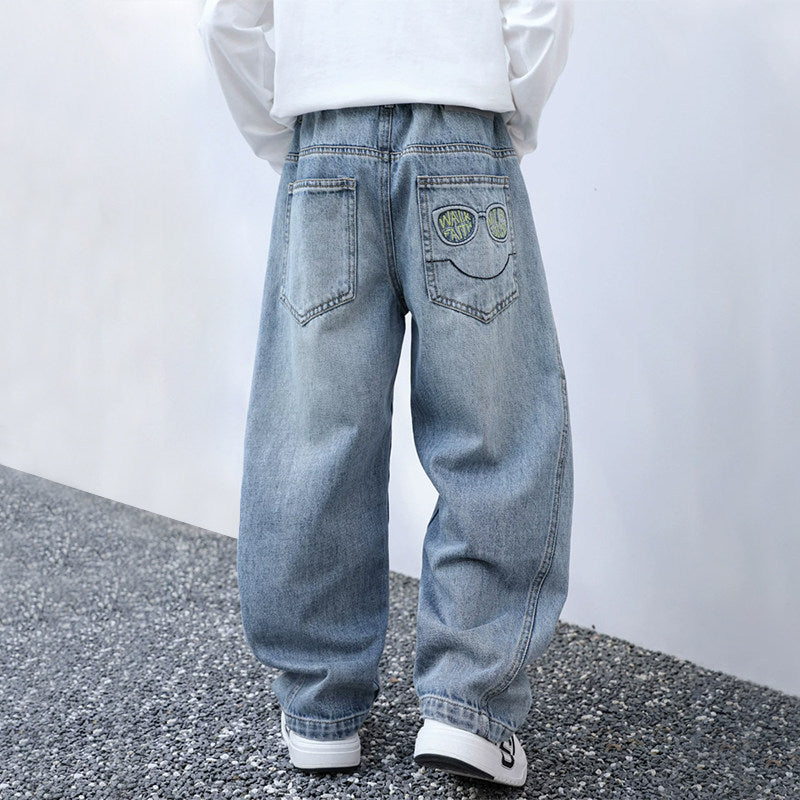 Unisex weite Denim-Hose mit speziellen Taschen Drune