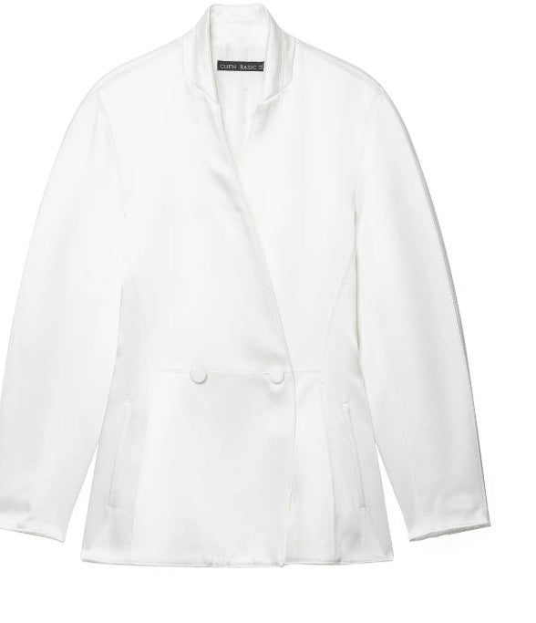 Damen Taillierte Blazerjacke mit asymmetrischer Knopfleiste und Rundhalsausschnitt Drune
