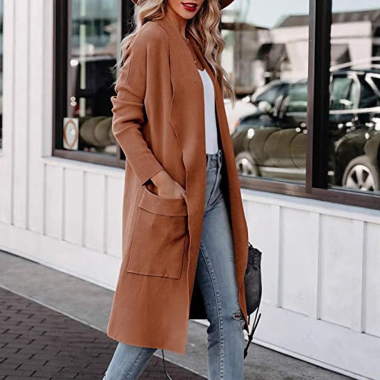 Damen Longline Cardigan mit praktischen Taschen und fließendem Schnitt Drune