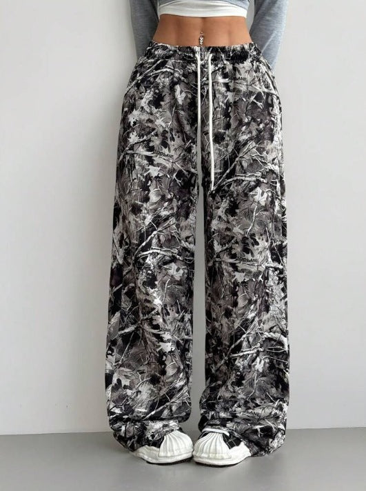 Damen Modische Freizeithose mit auffälligem Print und elastischem Bund Drune