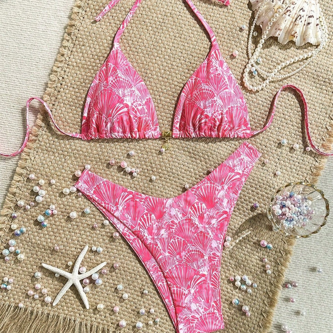 Damen Triangel-Bikini mit floralen Mustern Drune