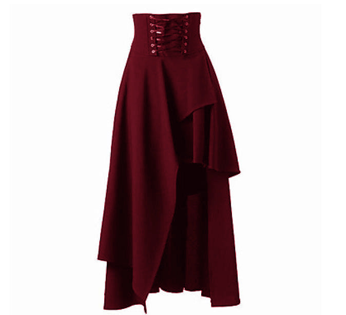 Damen Eleganter asymmetrischer Rock mit Schnürung Drune