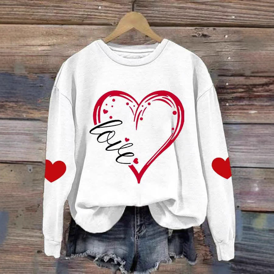 Damen Gemütlicher Pullover mit Herzmotiv Drune