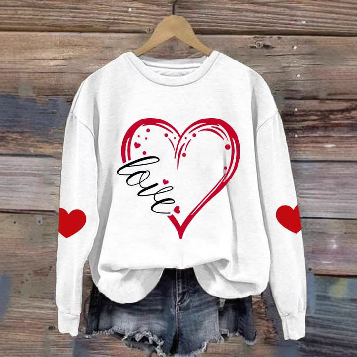 Damen Gemütlicher Pullover mit Herzmotiv Drune