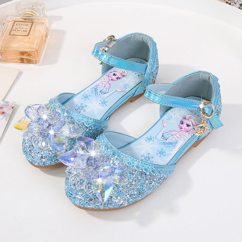 Mädchen Glitzernde Ballerinas mit Blumenapplikationen Drune