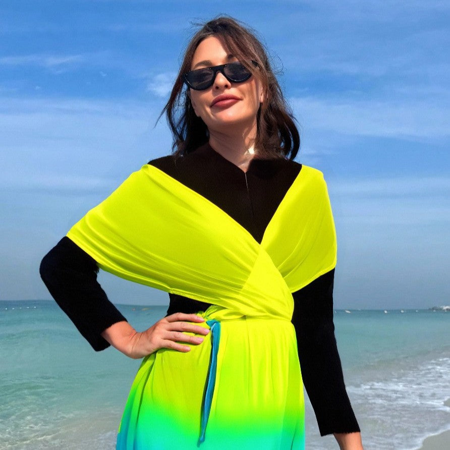 Damen Strandkleid mit Wickel- und Farbverlauf Drune