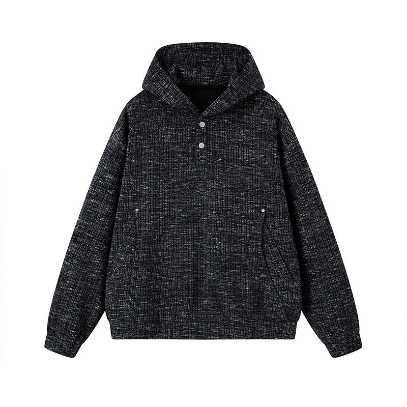 Damen Modischer Kapuzenpullover mit Knopfdetails Drune