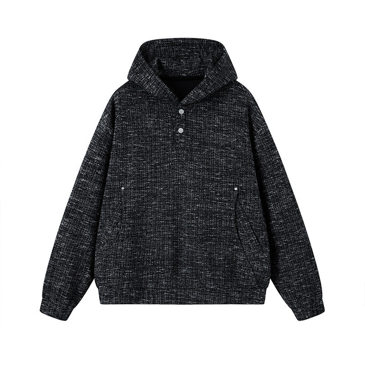 Damen Modischer Kapuzenpullover mit Knopfdetails Drune