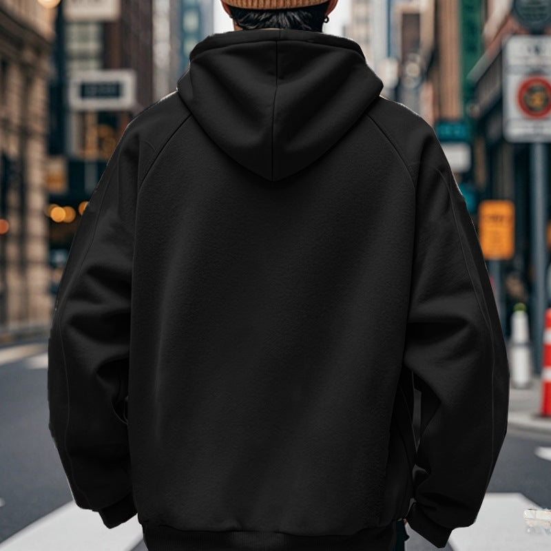 Herren oversized Kapuzenpullover aus weichem Baumwollmix mit Kangaroo-Tasche Drune