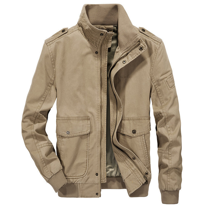 Herren Vintage-Canvas-Blouson mit hochschließendem Stehkragen und aufgesetzten Klappentaschen Drune