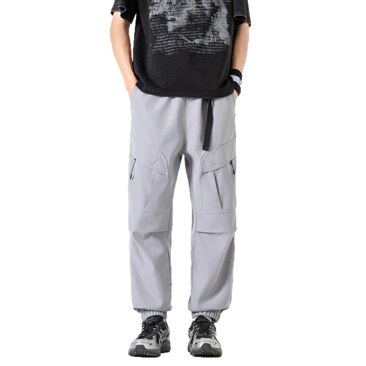 Herren Weite technische Cargo-Joggerhose mit elastischem Tunnelzugbund und Mehrfachtaschen Drune