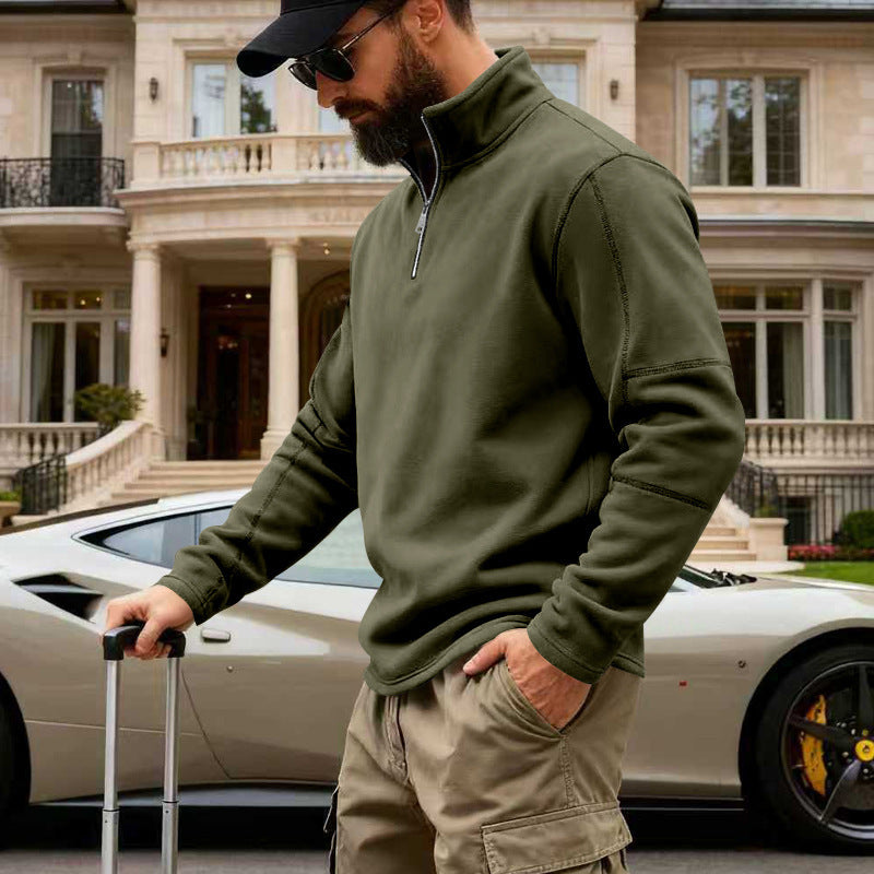 Herren nan Halbzip-Fleecepullover mit Stehkragen, verstärkten Nähten und reiseoptimiertem Schnitt Drune