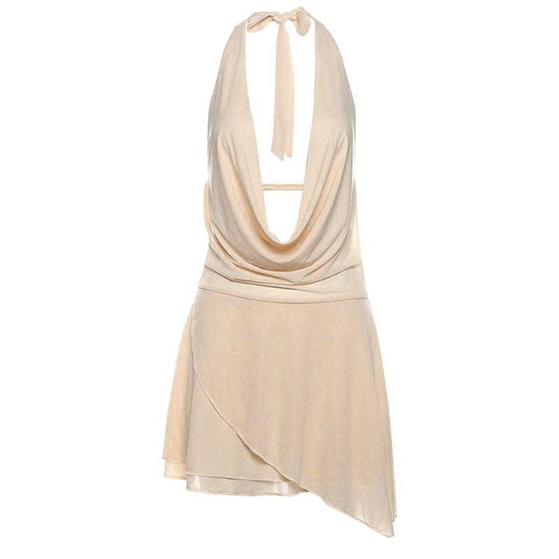 Damen Halterkleid mit elegantem Wasserfall-Ausschnitt Drune