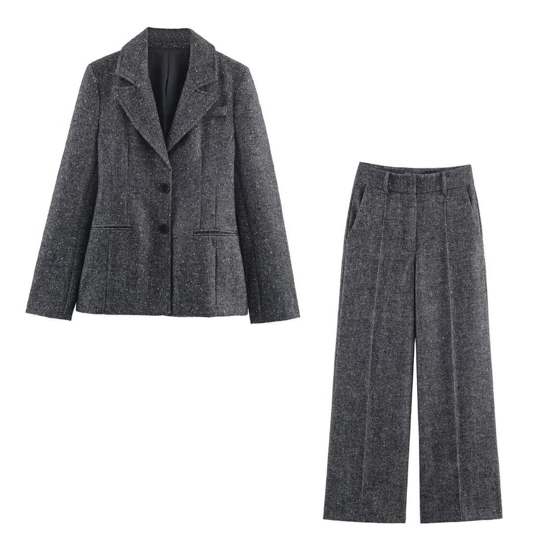 Damen Taillierter Tweed-Blazer mit Teilungsnähten und feiner Wollstruktur Drune