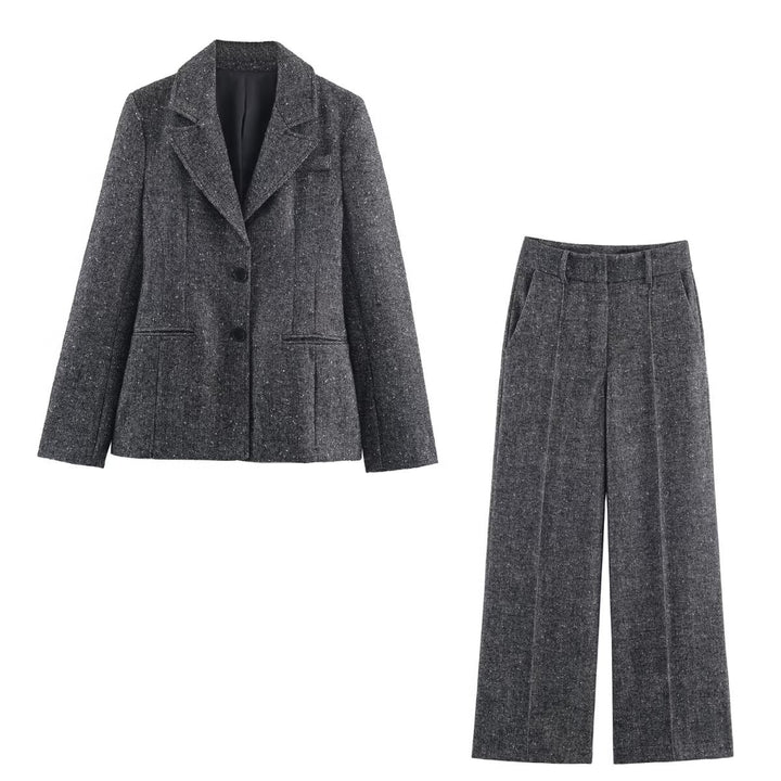 Damen Taillierter Tweed-Blazer mit Teilungsnähten und feiner Wollstruktur Drune