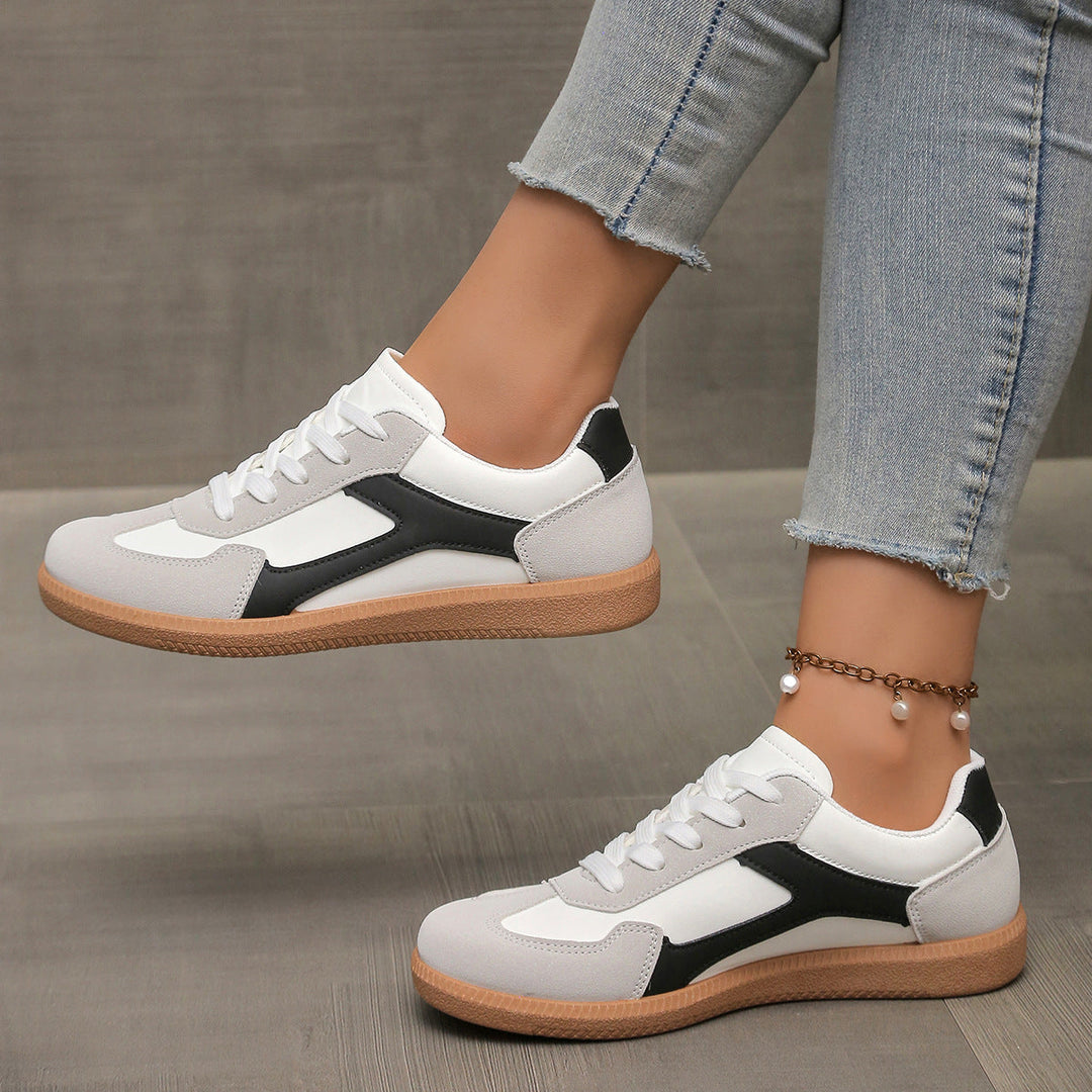 Damen sportliche Sneakers im Retro-Stil mit atmungsaktiver Oberflächenstruktur und rutschfester Sohle Drune
