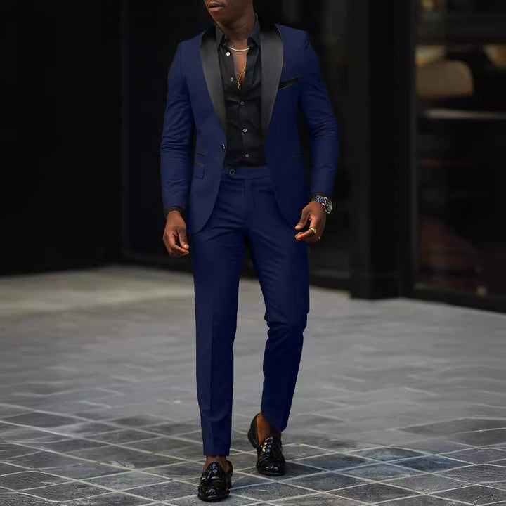 Herren Eleganter Slim-Fit Smokinganzug mit Schalkragen und taillierter Silhouette Drune