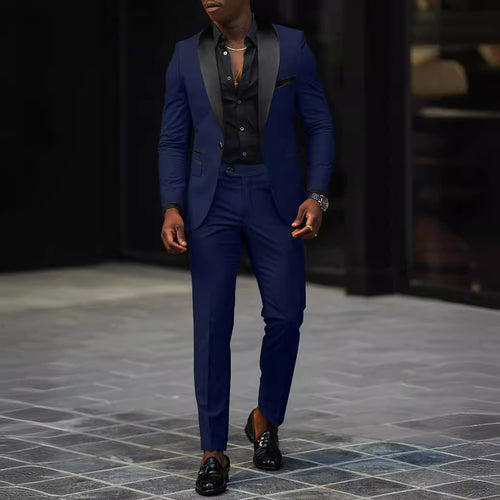Herren Eleganter Slim-Fit Smokinganzug mit Schalkragen und taillierter Silhouette Drune