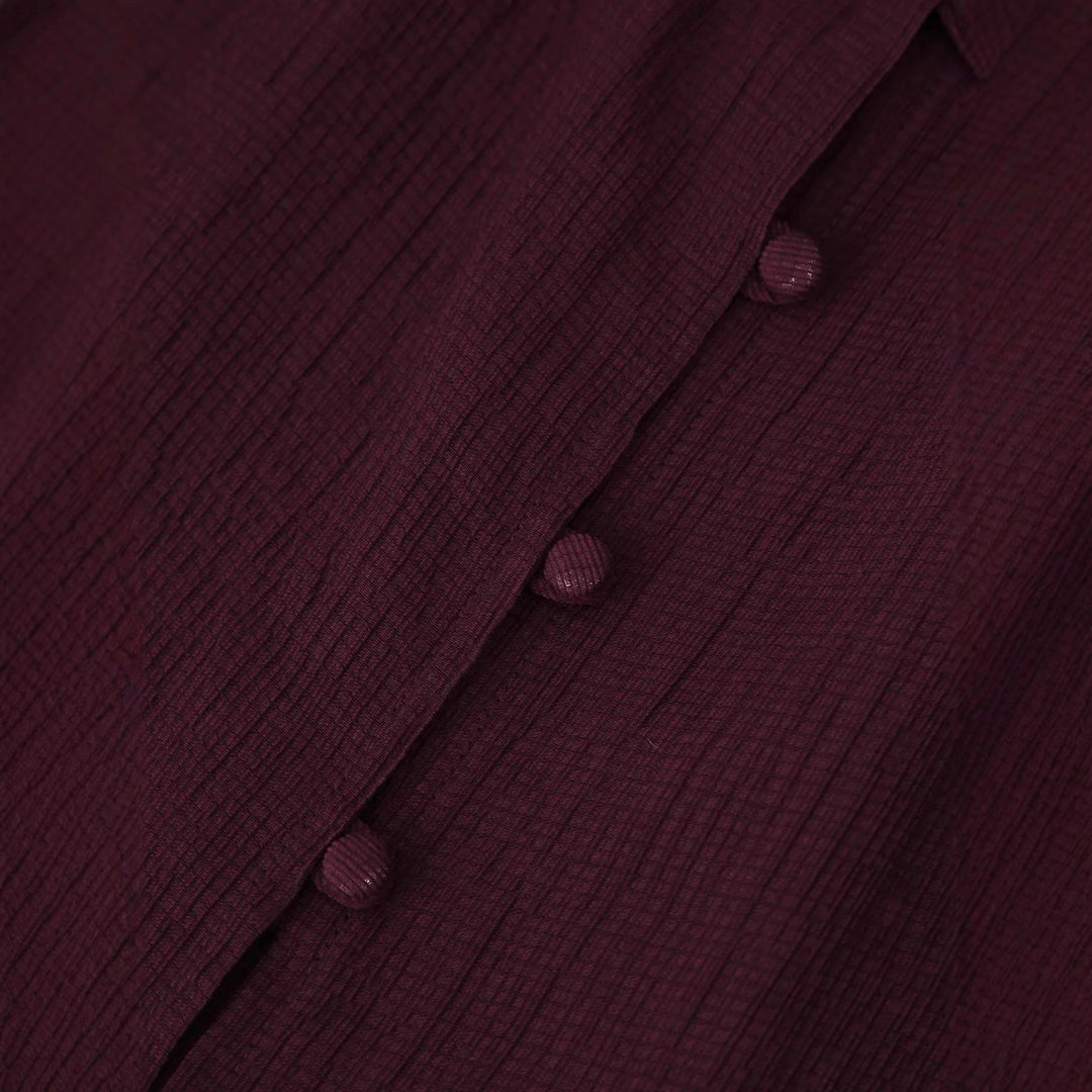 Damen nan bestickte Bluse mit übergroßem Kragen, Bindeschleife und geknöpfter Front Drune