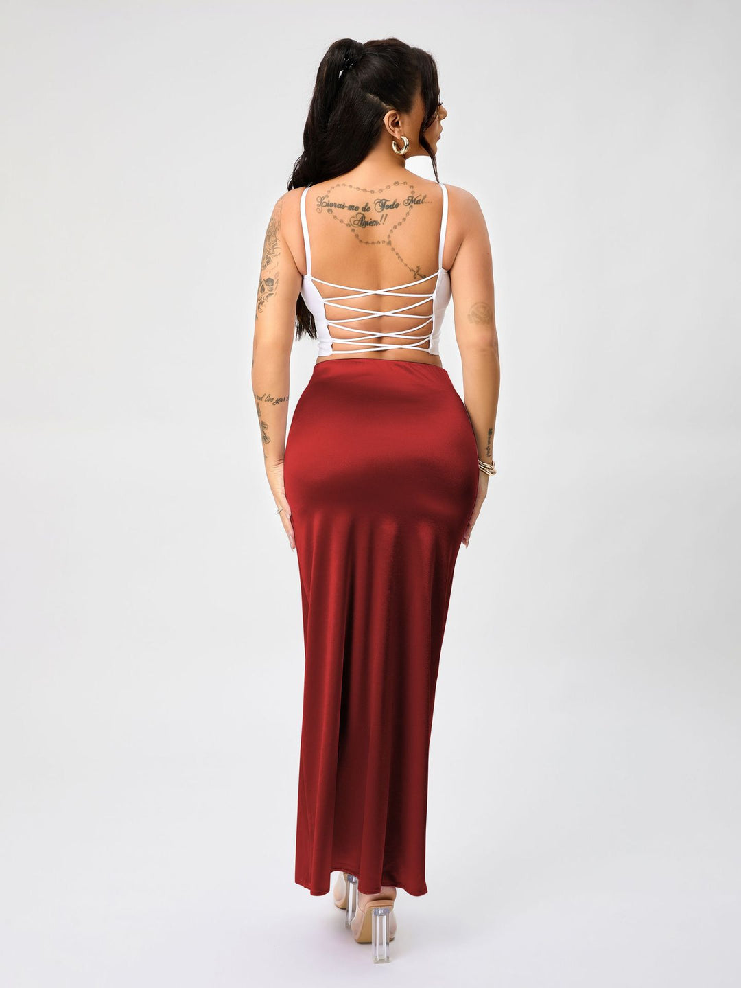 Damen Satinähnliches Abendkleid Drune