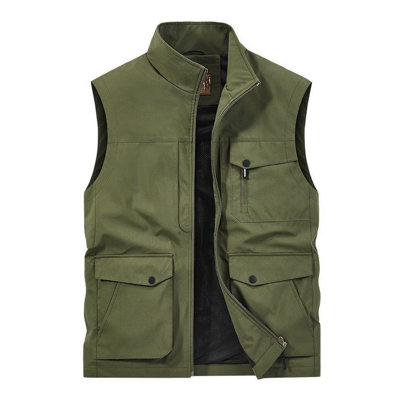 Herren Outdoor-Utilityweste mit Multitaschen, Reißverschluss und Meshfutter Drune