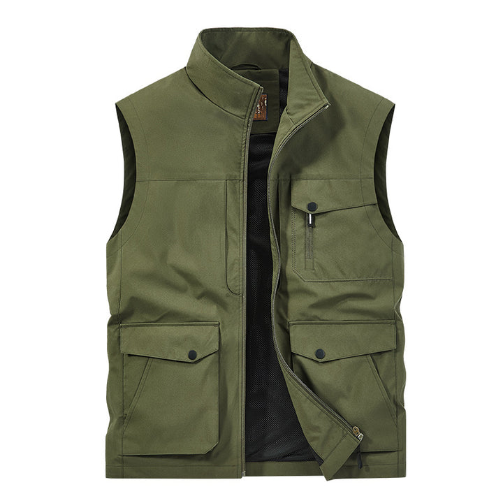 Herren Outdoor-Utilityweste mit Multitaschen, Reißverschluss und Meshfutter Drune