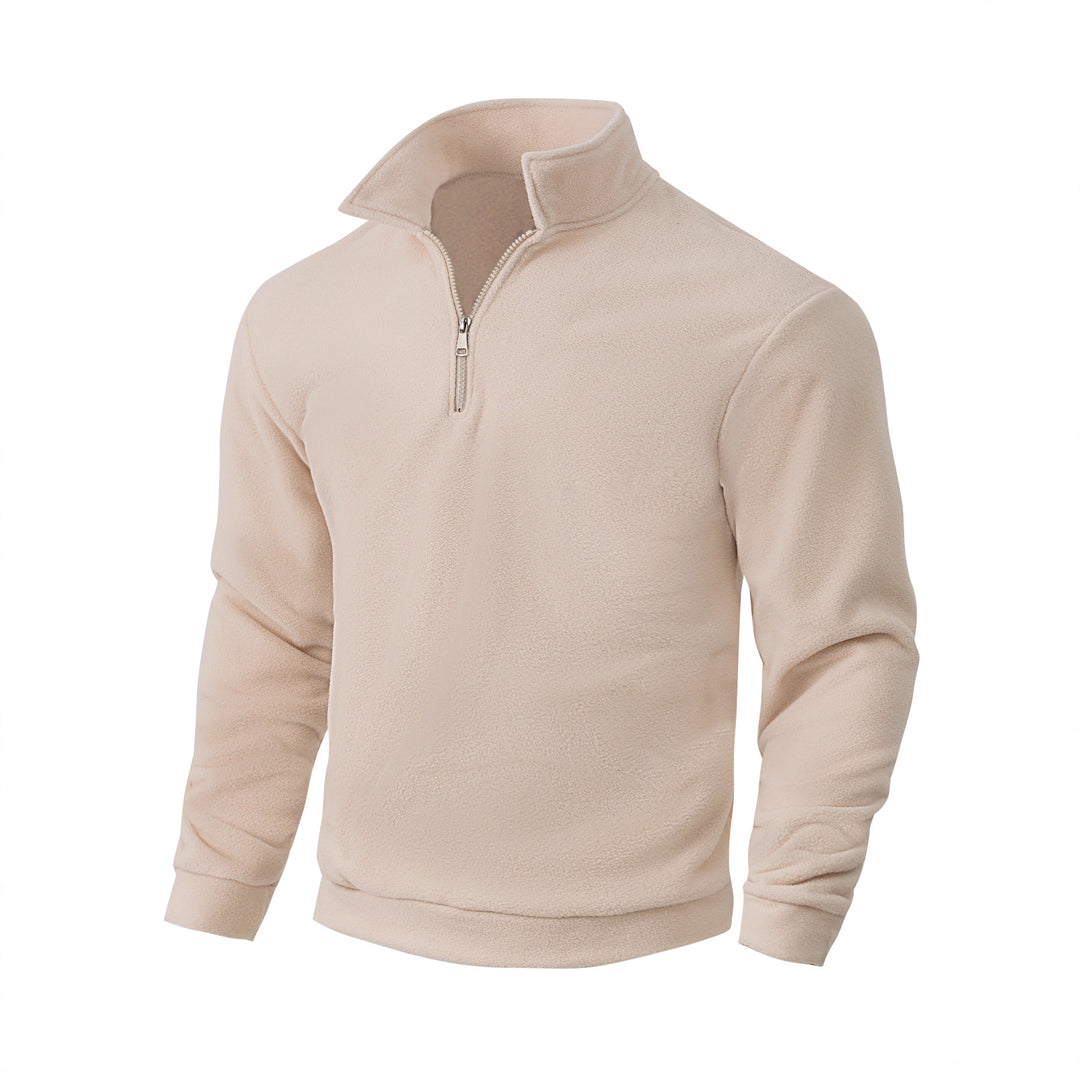 Herren Fleece-Halbzip-Pullover mit Stehkragen, weichem Teddy-Fleece und elastischen Bündchen Drune