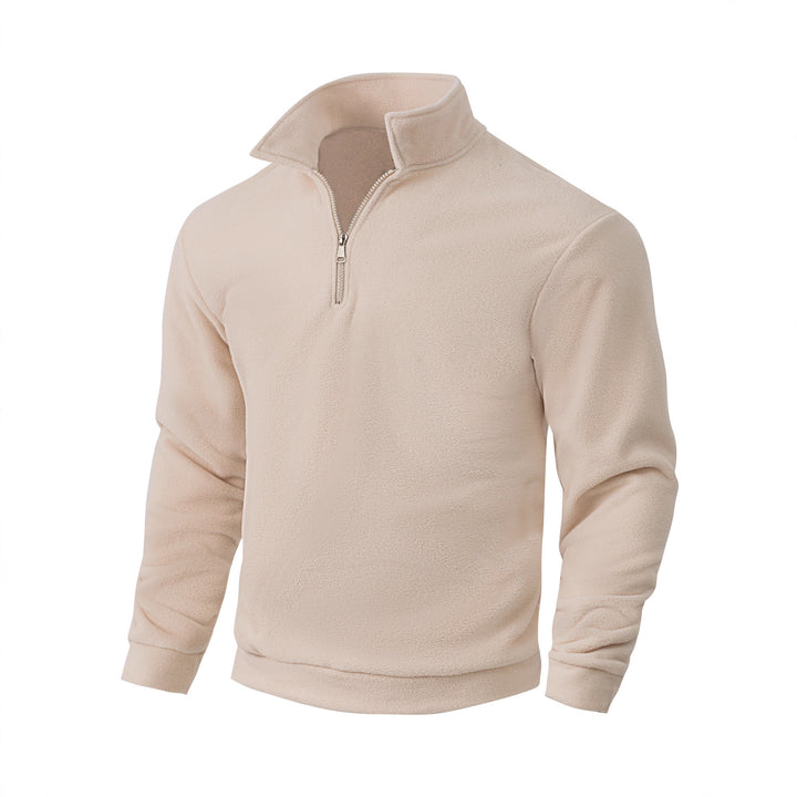 Herren Fleece-Halbzip-Pullover mit Stehkragen, weichem Teddy-Fleece und elastischen Bündchen Drune