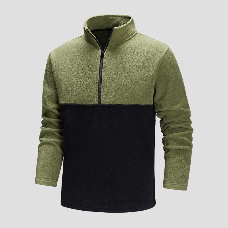 Herren Halbzip-Fleecepullover mit Stehkragen, Colorblock-Design & atmungsaktiver Mikrofleece-Qualität Drune